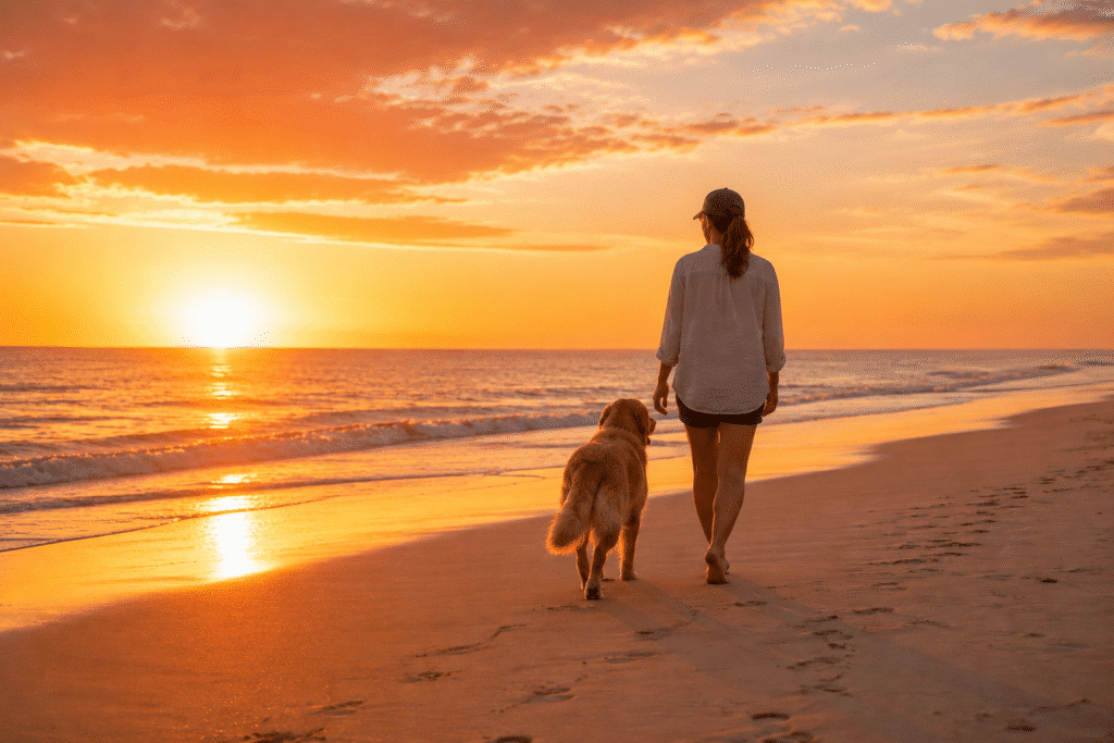 dog friendly Kalbarri beaches at sunset are amazing
